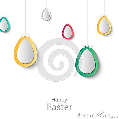 Creative Easter background. Abstract egg festive decoration. Vector holiday layout for poster, flyer or newsletter. Paper shapes Vector Illustration