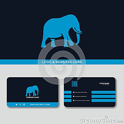 Creative elephant logo business card design concept vector template Vector Illustration