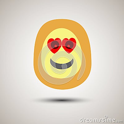 Creative emoji smiley face in love. Vector Illustration