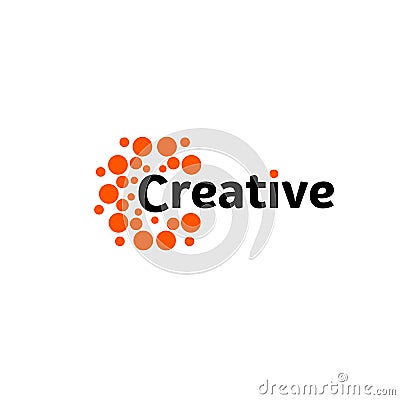 Creative energy sun. Abstract brain hemispheres logo, round shapes, abstract vector unusual logotype template. Vector Illustration
