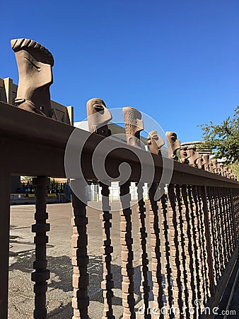 Creative Fancy Fence Heads Editorial Stock Photo