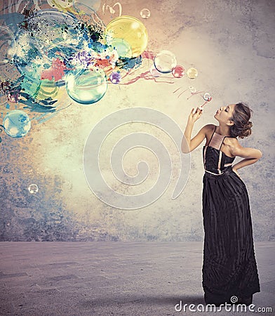 Creative fashion with soap ball Stock Photo