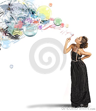 Creative fashion with soap ball Stock Photo