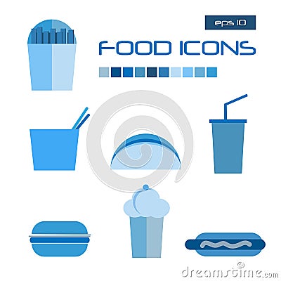 Creative fast food flat design icons Vector Illustration