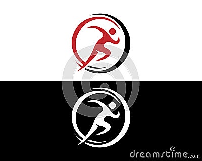 Creative Fast Run People Concept Logo Vector Illustration