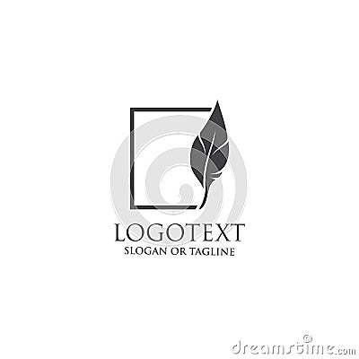 Creative feather logo incorporated with square Vector Illustration