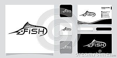 Creative Fish Logo Design with business card design Vector Illustration
