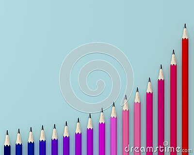 Creative flat lay design of crayons, colored pencils on graph, w Stock Photo
