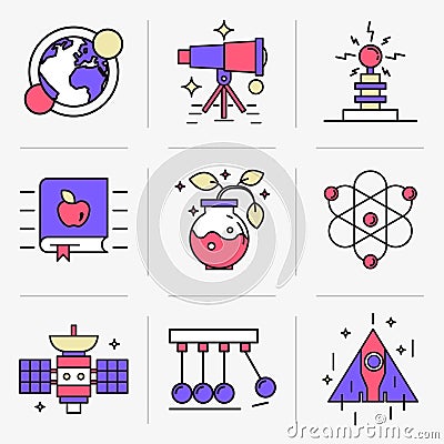 Creative Flat line icon set Vector Illustration