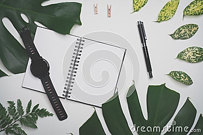 Creative flatlay with fashion object on white background Stock Photo