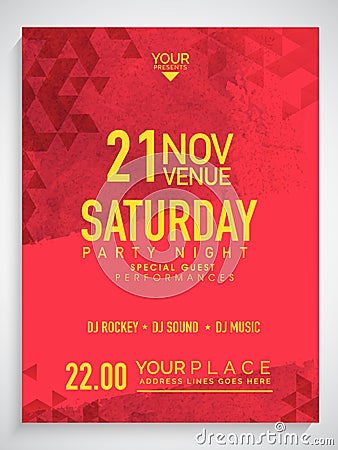 Creative flyer, template or banner for Party. Stock Photo