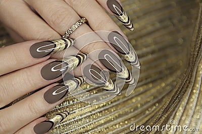 Creative French manicure. Stock Photo