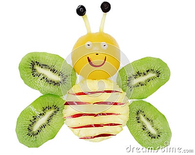 Creative fruit child dessert bee form Stock Photo