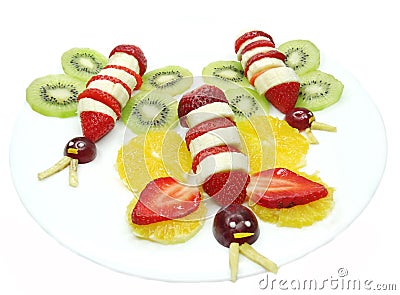 Creative fruit child dessert butterfly form Stock Photo