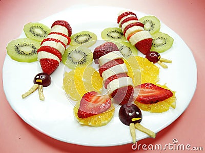 Creative fruit child dessert butterfly form Stock Photo