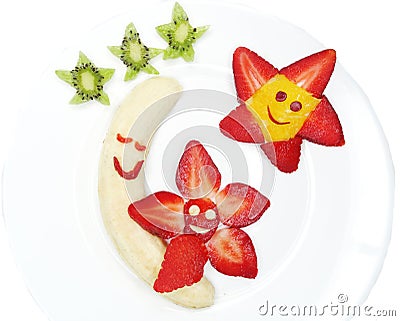 Creative fruit child dessert moon and stars form Stock Photo