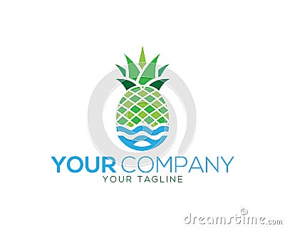 Creative Fruit Pineapple Juicy And Pools Logo Vector Illustration