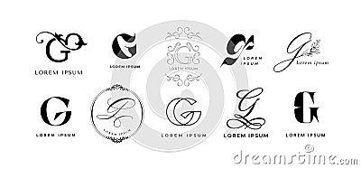 Creative G emblem. Letter g monogram in modern geometric, golden glamour and gorgeous elegant style template vector icon Vector Illustration