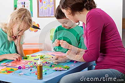 Creative games in kindergarden Stock Photo