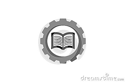 Creative Gear Book Logo Design Illustration Vector Illustration