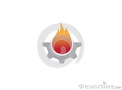 Creative Gear Fire Symbol for logo design illustration Cartoon Illustration