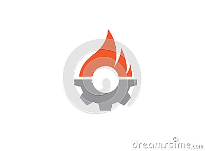 Creative Gear Fire Symbol for logo design illustration Cartoon Illustration