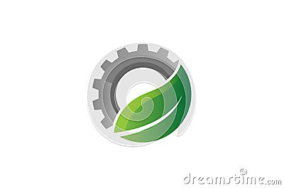 Creative Gear Leaf Agricultural technology Logo Design Illustration Vector Illustration