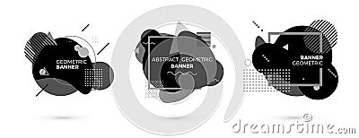 Creative geometric black and white banner template. Gradient shapes. Modert graphic elements. Vector illustration isolated Vector Illustration