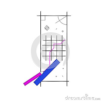 Creative geometric figures sketch on white background. Geometry. science and education concept Stock vector illustration Vector Illustration