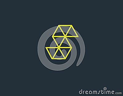 Creative geometric linear yellow logo letter S for business company Vector Illustration