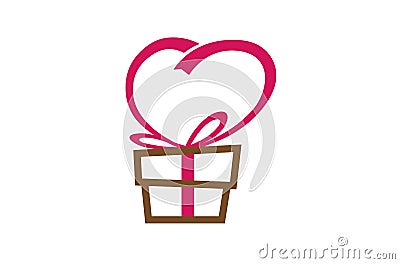 Creative Gift Love Heart Symbol logo Design Illustration Vector Illustration