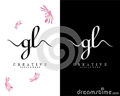 Creative letter gl, lg initial handwriting logo design vector Vector Illustration