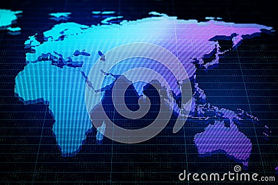 Creative glowing digital world ma Stock Photo