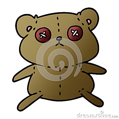 A creative gradient cartoon of a cute stiched up teddy bear Vector Illustration