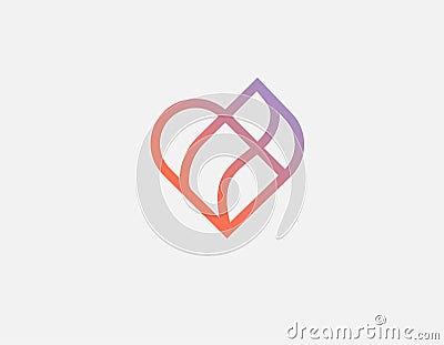 Creative gradient logo icon linear image heart pattern Vector Illustration
