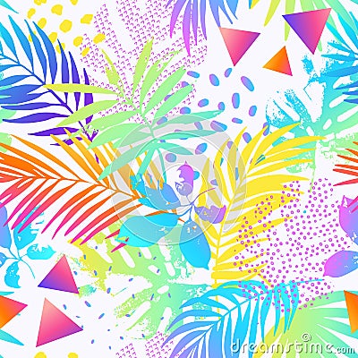 Creative gradient tropical seamless pattern Cartoon Illustration