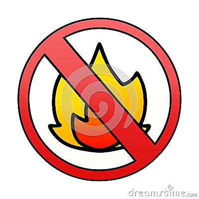 A creative gradient shaded cartoon no fire allowed sign Vector Illustration