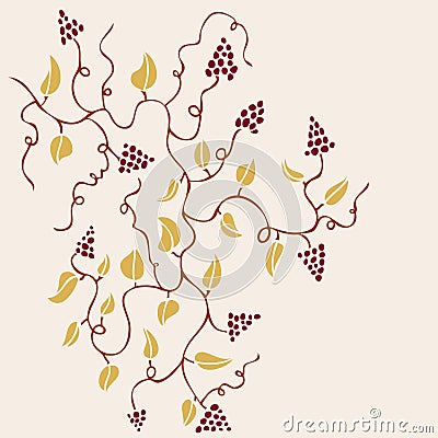 Creative grape with leaf. Vector Illustration