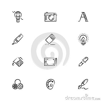 Creative and graphic design tools line icons Vector Illustration