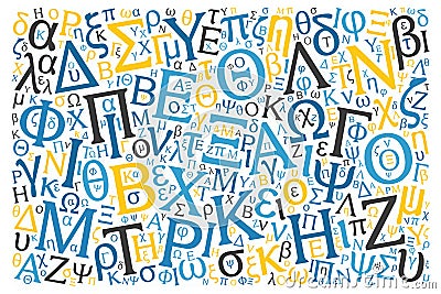 Creative Greek alphabet texture background Stock Photo