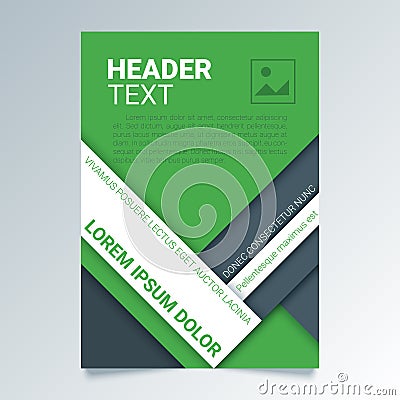 Creative green flyer vector template in A4 size. Modern poster, brochure business template in a material design style. Vector Illustration