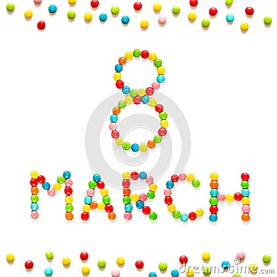 Creative Greeting card to March 8 Stock Photo