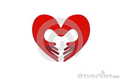 Creative Hands and Heart Symbol Logo Vector Illustration