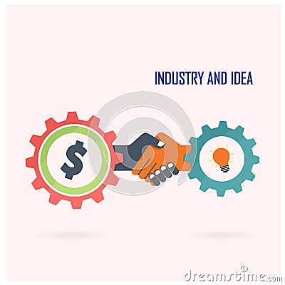 Creative handshake sign and industrial idea Vector Illustration