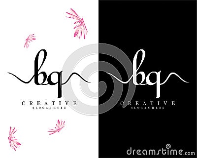 Creative handwriting bq, qb letter logo design vector Vector Illustration