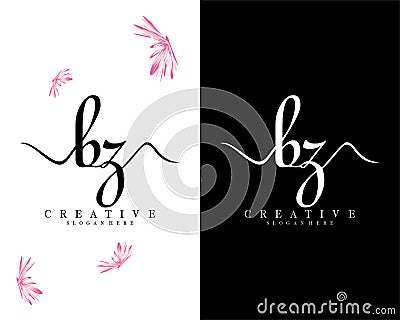 Creative handwriting bz, zb letter logo design vector Stock Photo