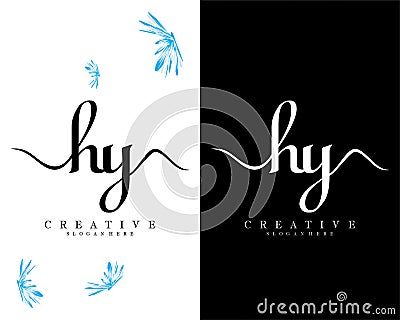 Creative handwriting hy, yh letter logo design vector Stock Photo