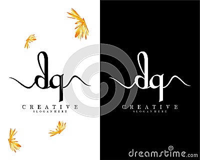 Creative handwriting letter dq, qd logo Design vector Vector Illustration
