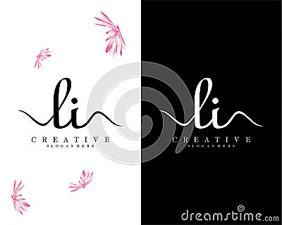 Creative Handwriting script letter li, il logo design vector Vector Illustration