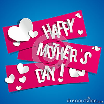 Creative Happy Mothers Day Card with Hearts On Rib Vector Illustration